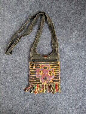 Vintage Boho Hippie Crossbody Purse Bag Handmade In Nepal Tie Dye Flower Peace